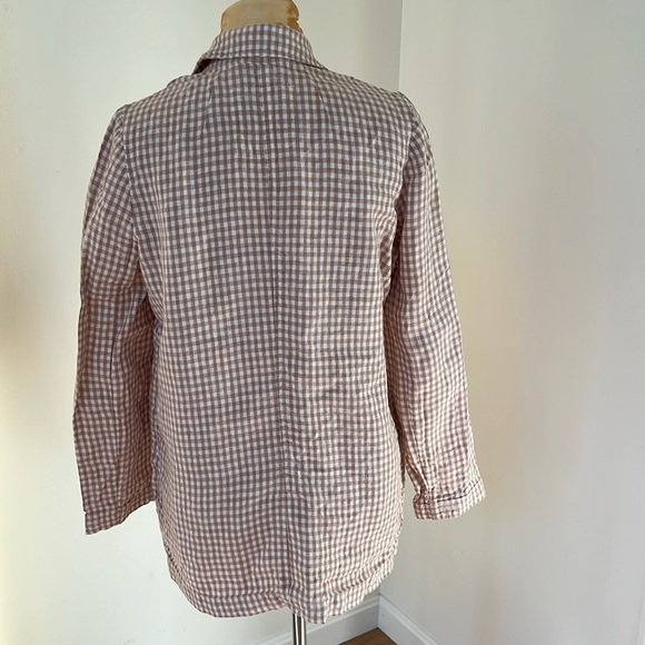 Madewell medium tan and white gingham dorset linen blazer. - Picture 4 of 11